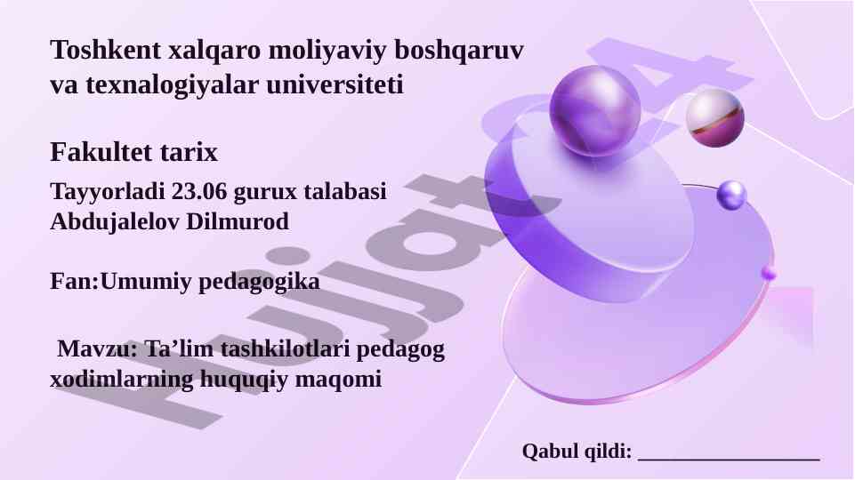 Pedagog xodimlarning huquqiy maqomi tahlili