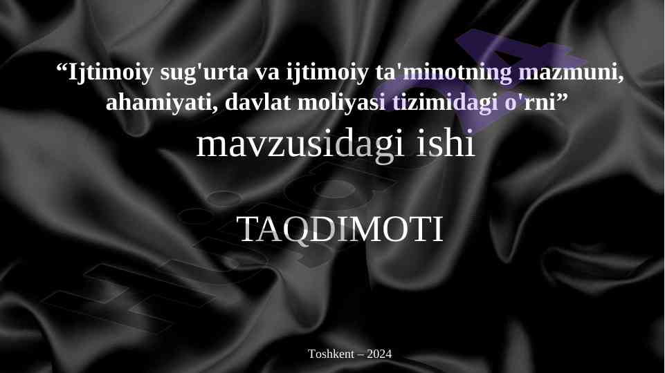 Ijtimoiy sug'urta va ta'minotning ahamiyati