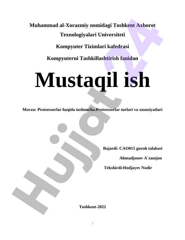 Protsessorlar haqida tushuncha va turlari