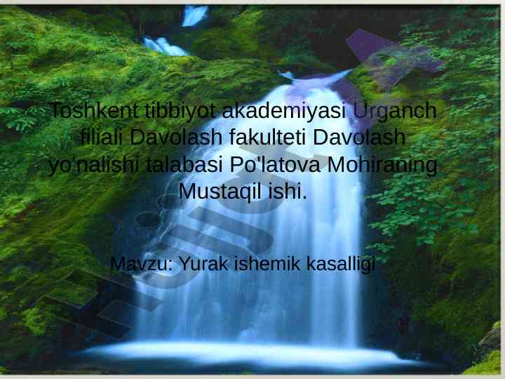 Yurak ishemik kasalligi haqida mustaqil ish