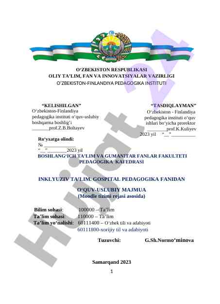 Inklyuziv ta’lim uslubiy majmua