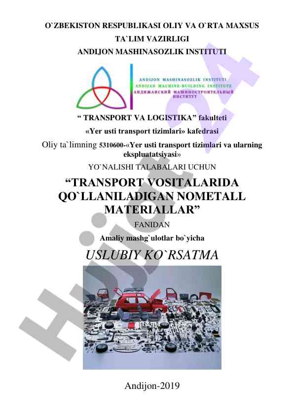 Transport vositalarida qollaniladigan nometall materiallar