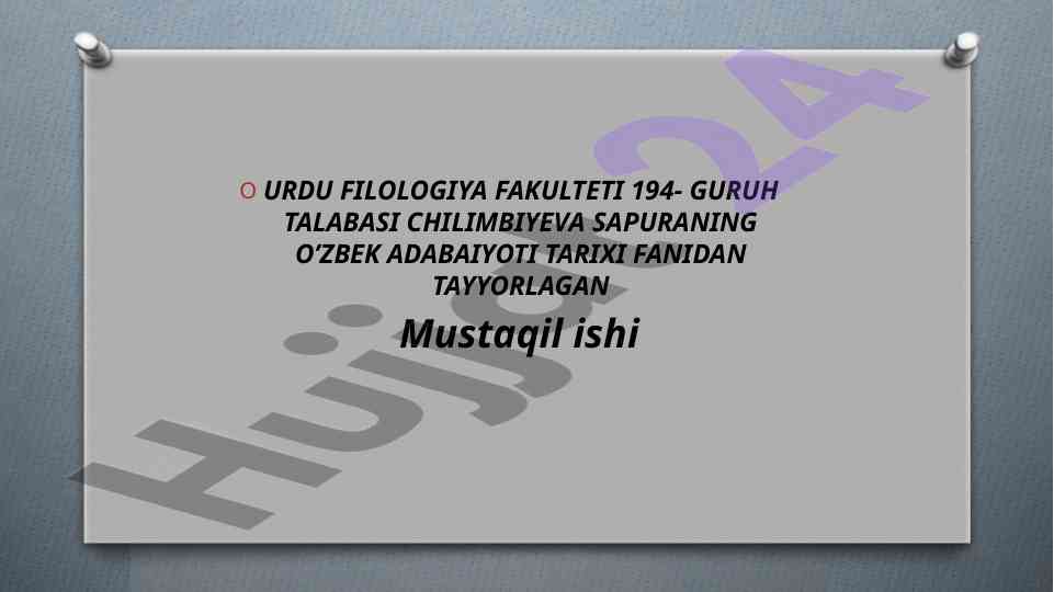 Qul ubaydiy tuyuqlarini tahlil qilish mavzusi