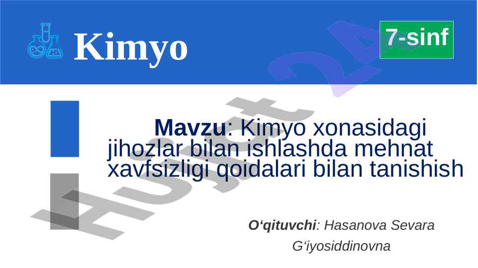 Kimyo xonasida mehnat xavfsizligi qoidalari
