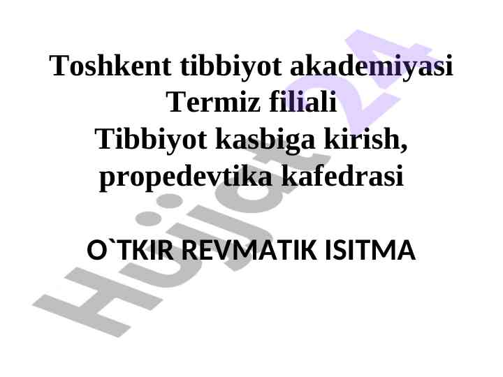 Otkir revmatik isitma va uning epidemiologiyasi