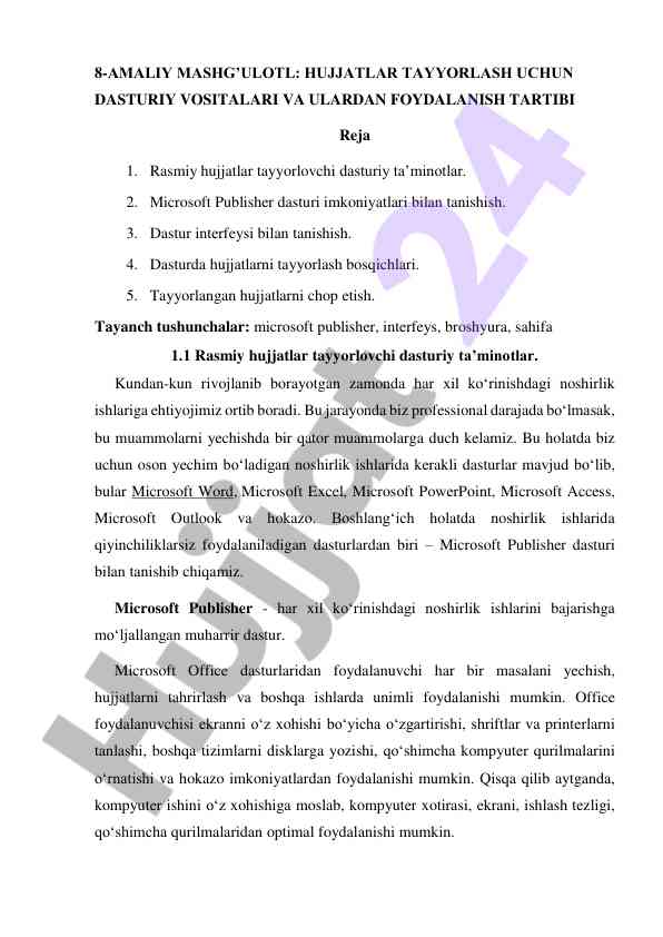 Hujjatlar tayyorgarligi uchun dasturiy vositalar