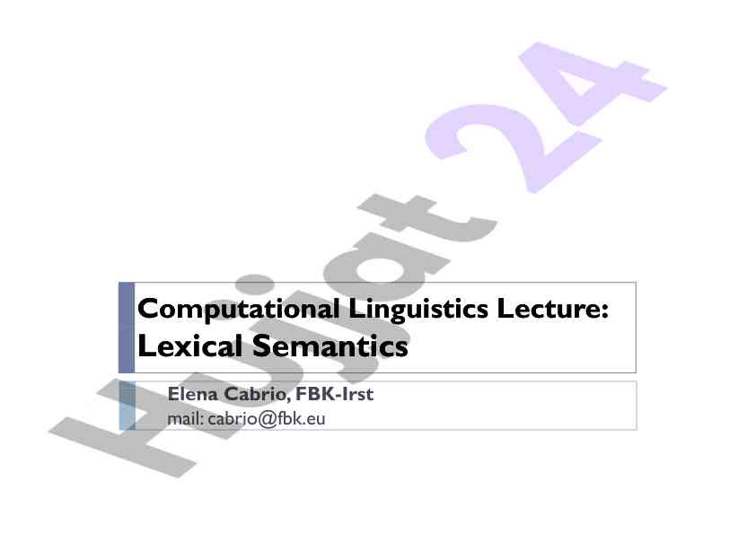 Lexical semantics konseptsiyasi va tushunchalari