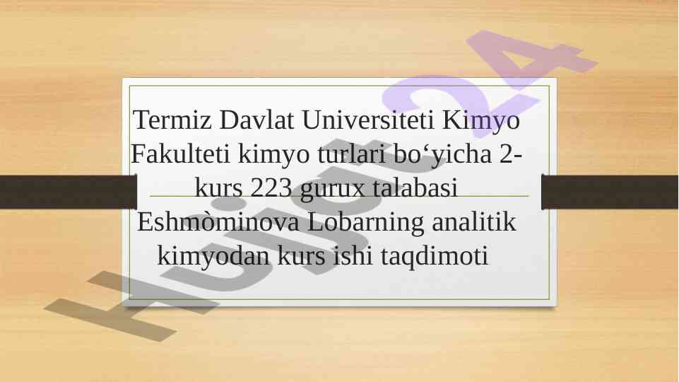Fotometrik aniqlash usuli bilan fe 3+ ni tahlil