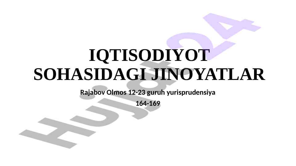 Iqtisodiyot sohasidagi jinoyatlar tahlili