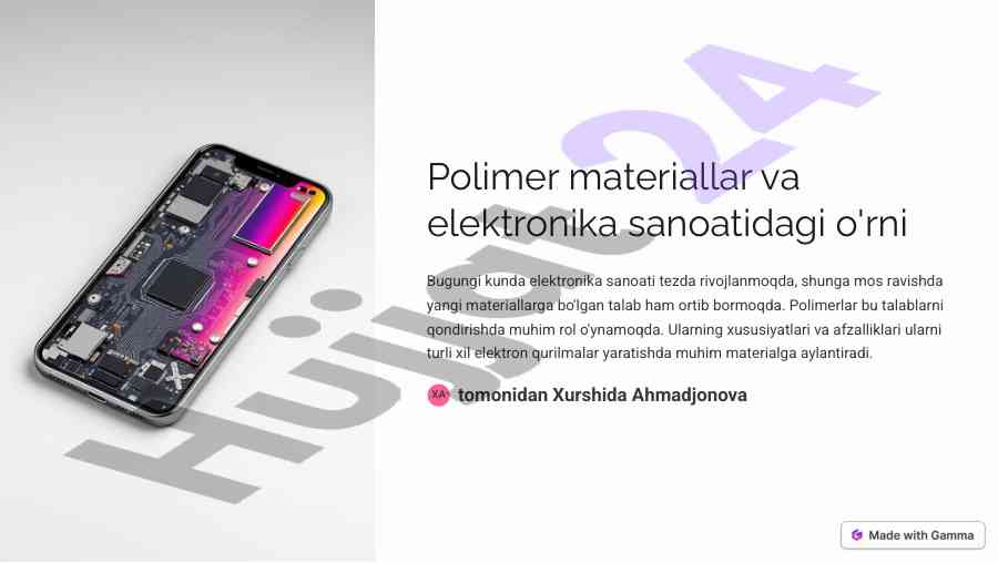 Polimer materiallar va elektronika sanoatidagi o'rni