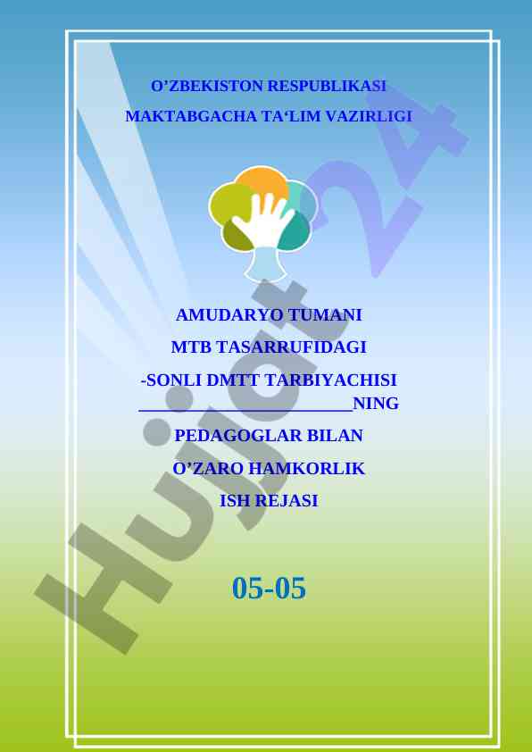 Pedagoglar bilan hamkorlik ish rejasi