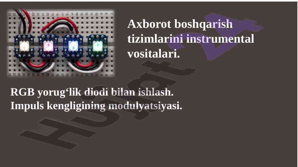 Rgb led bilan arduino boshqarish: modulyatsiya va ranglar