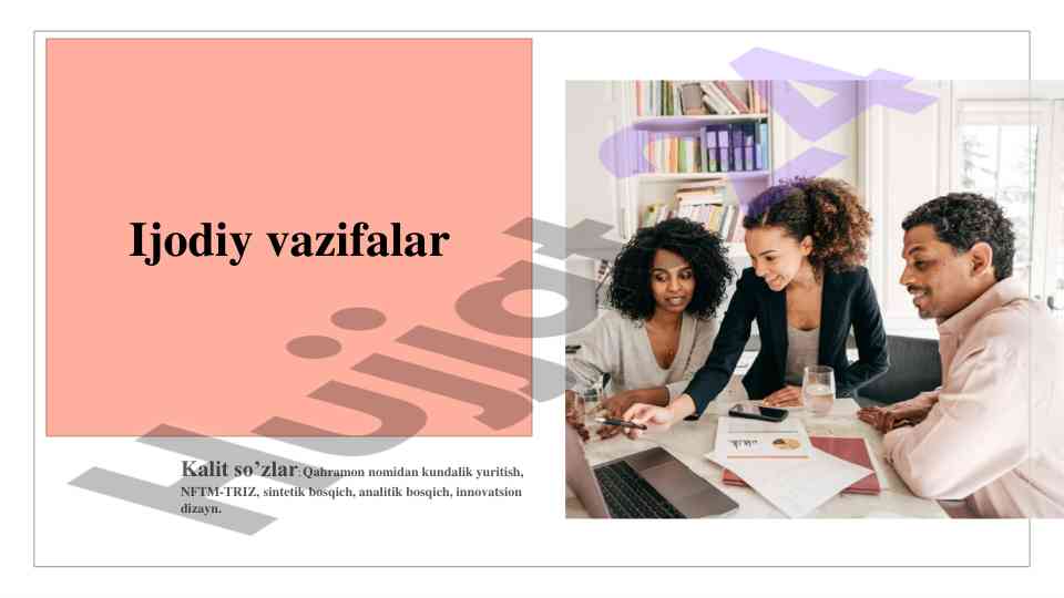 Ijodiy vazifalar tizimi va innovatsion dizayn