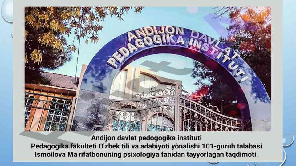 Psixik rivojlanish xususiyatlari o‘spirinlik davrida