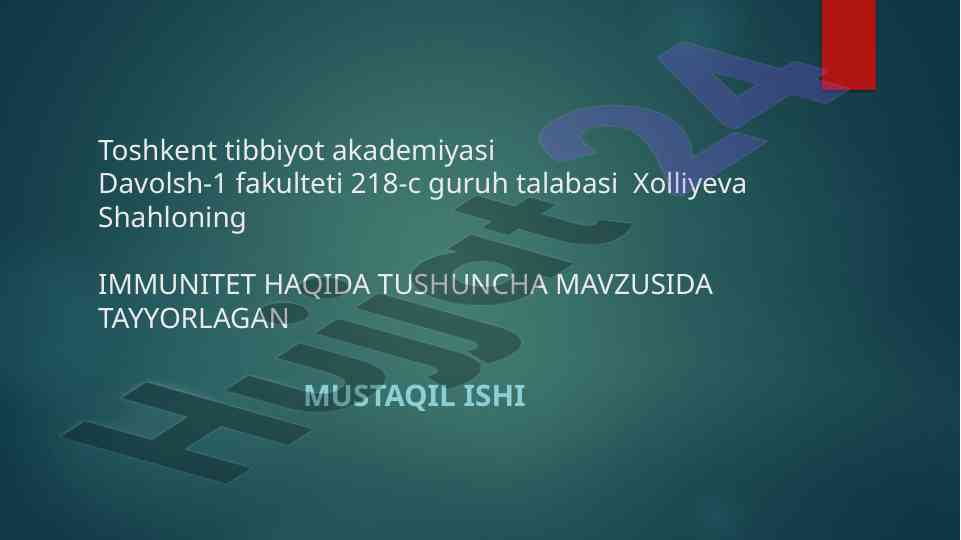 Immunitet Haqida Tushuncha