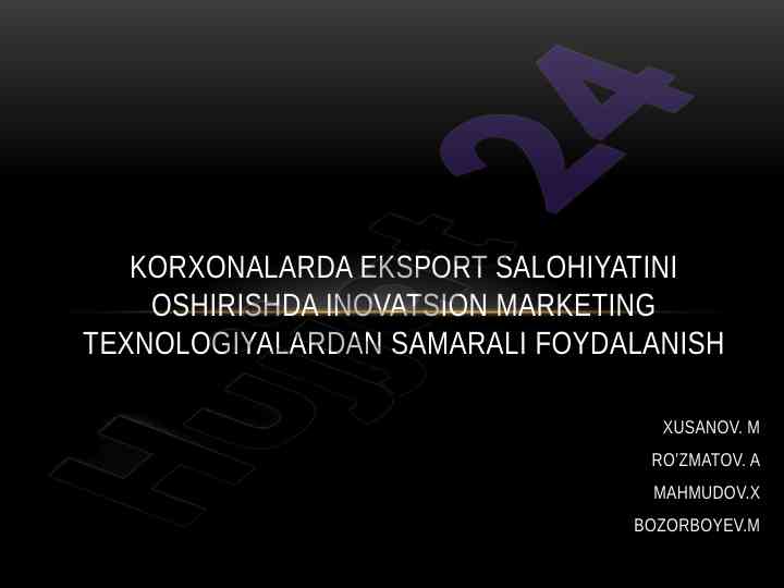 Korxonalarda innovatsion marketing texnologiyalari