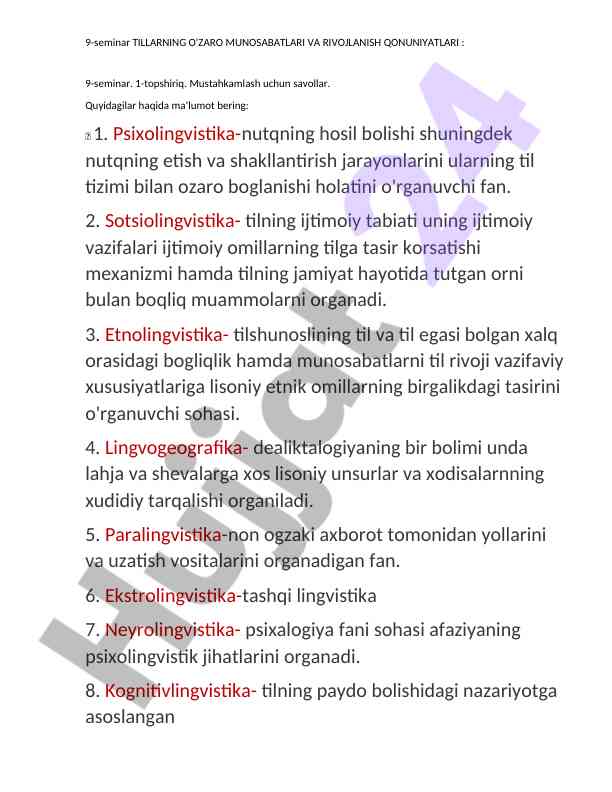 Psixolingvistika va sotsiolingvistika tahlili