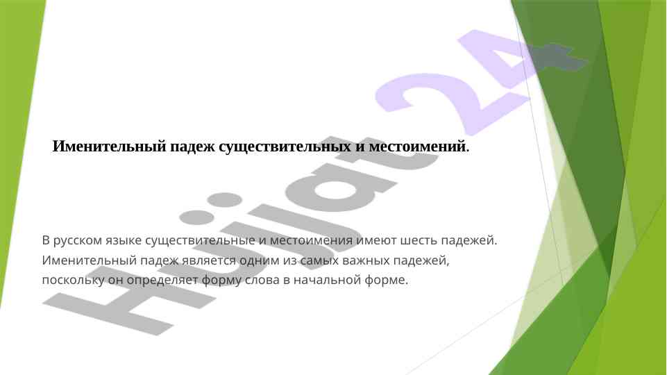 Именительный падеж существительных и местоимений