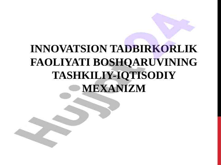 Innovatsion tadbirkorlik faoliyati boshqaruvi