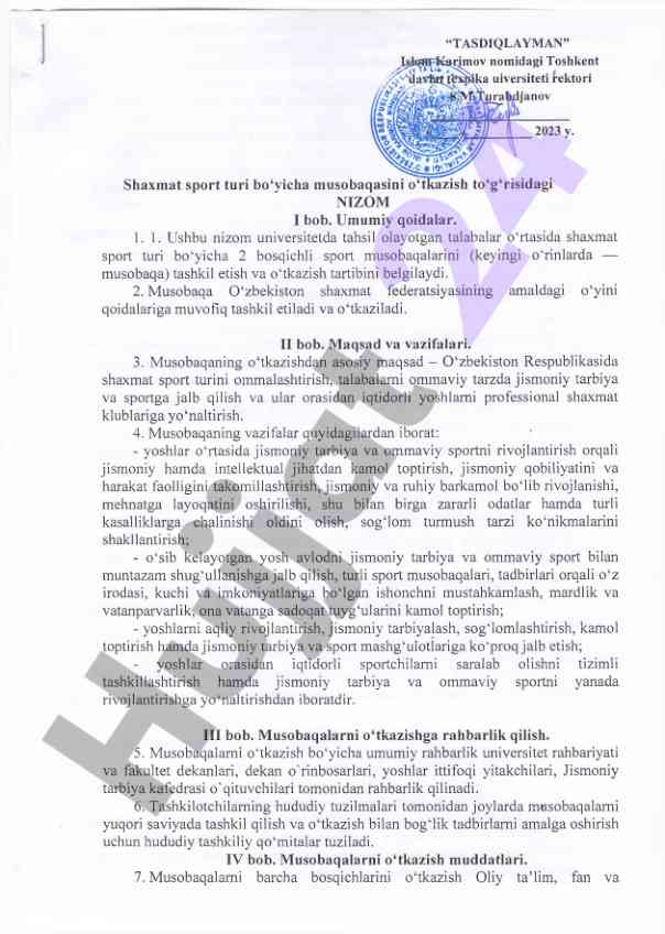 Shaxmat musobaqalari tashkiloti nizomi