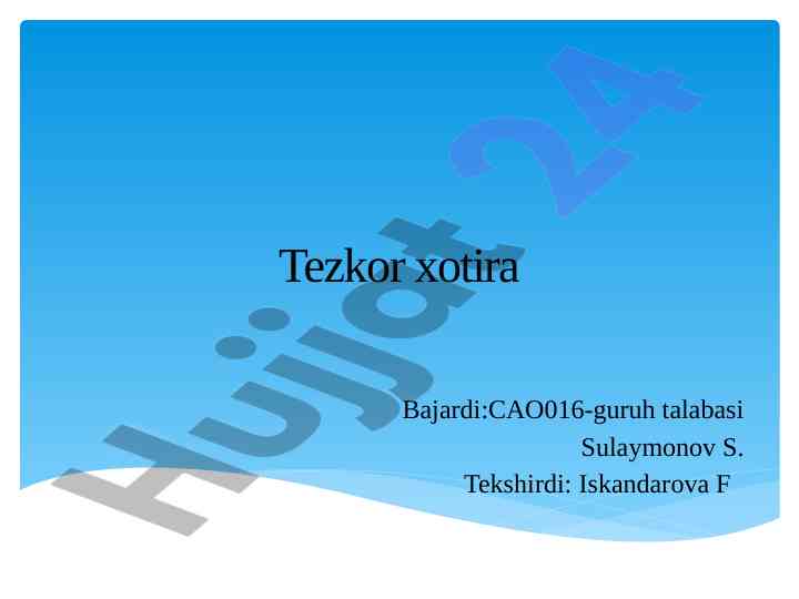 Tezkor xotira nima va uning turlari