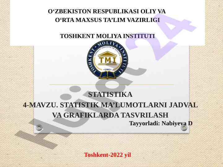 Statistik ma'lumotlarni jadval va grafiklarda tasvirlash