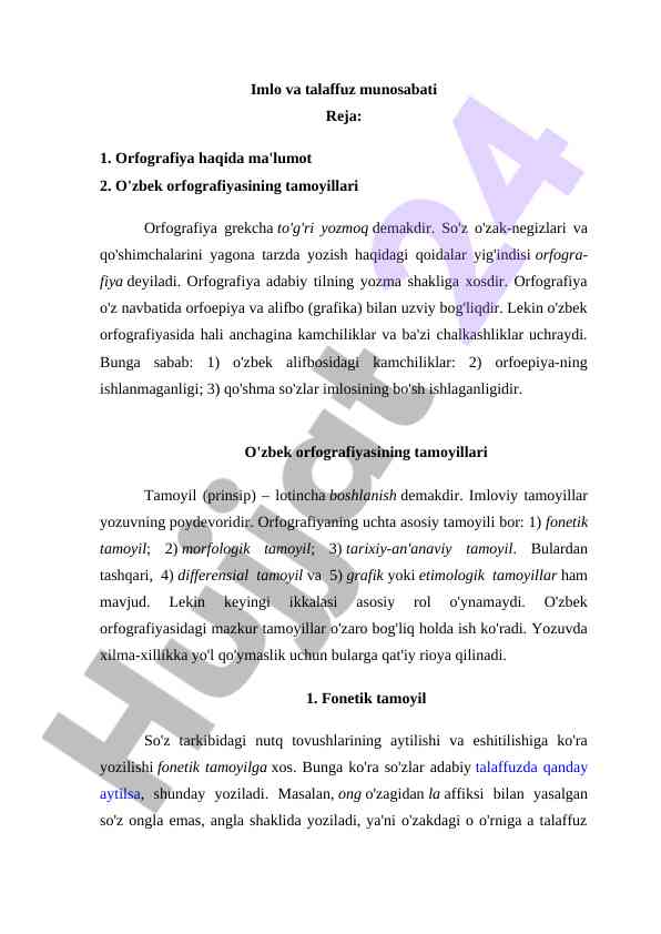 O'zbek orfografiyasi haqida ma'lumotlar