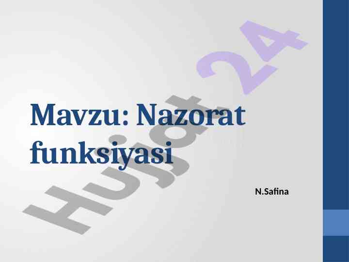 Nazorat funksiyasi va asosiy jarayonlari