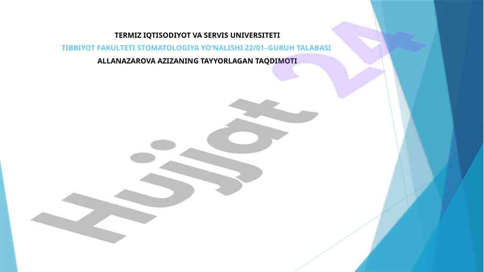 Tish qattiq to'qimalarining nokarioz kasalliklari profilaktikasi