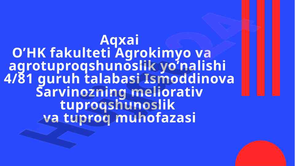 Gipsli tuproqlar va ularning melioratsiyasi
