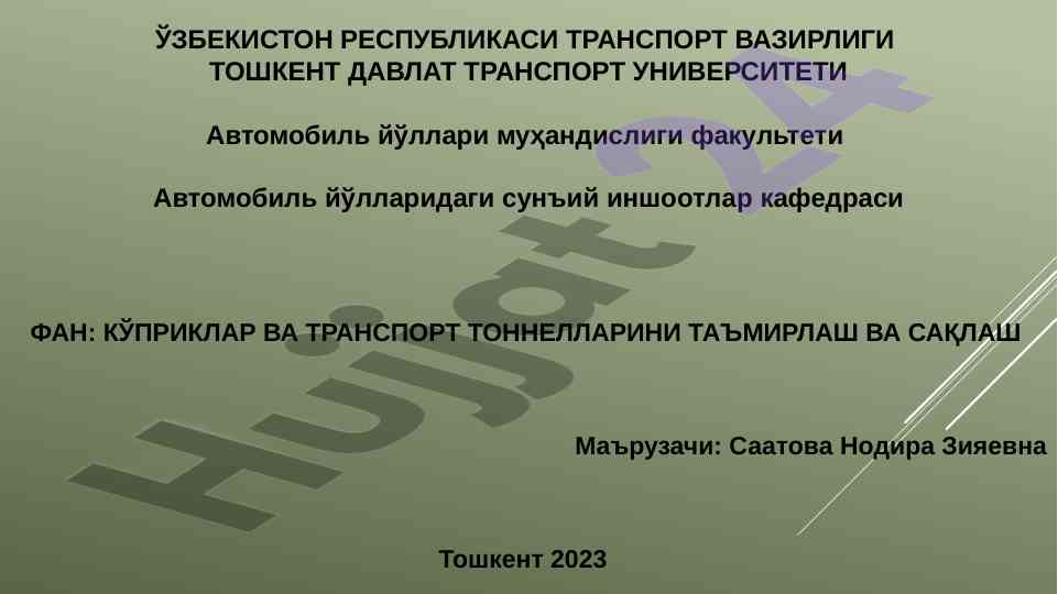 Tonnel qoplamalarini ta'mirlash va saqlash