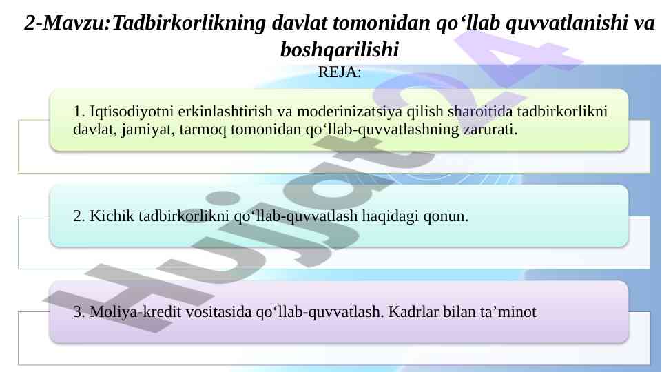 Tadbirkorlikni davlat tomonidan qo'llab quvvatlash