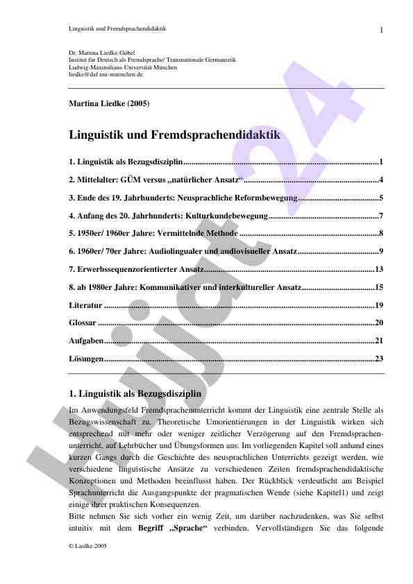 Linguistik und fremdsprachendidaktik 1 analysis