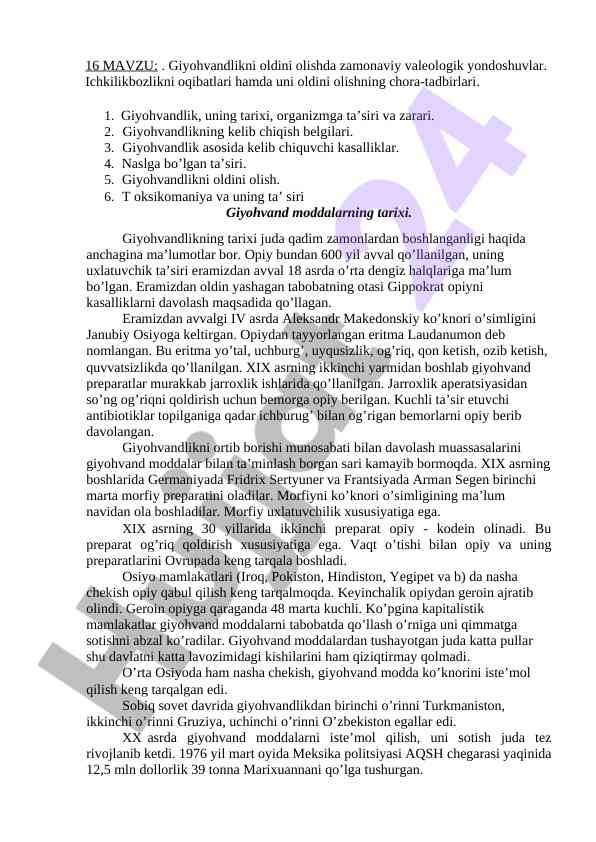 Giyohvandlikni oldini olishda zamonaviy yondoshuvlar