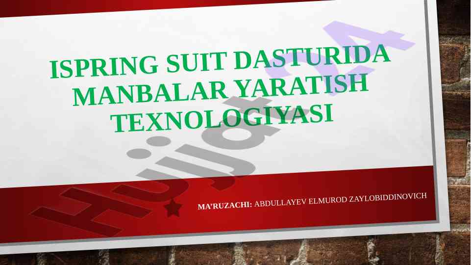Ispring suite dasturida manbalar yaratish texnologiyasi