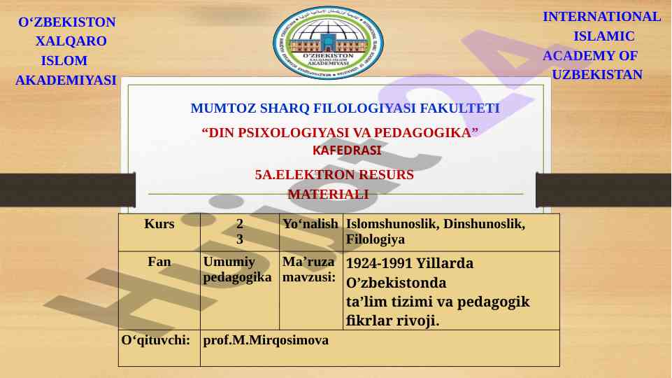 O‘zbekistonda ta’lim tizimining rivoji