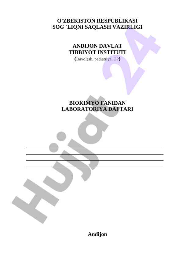 Biokimyo fanidan laboratoriya daftari