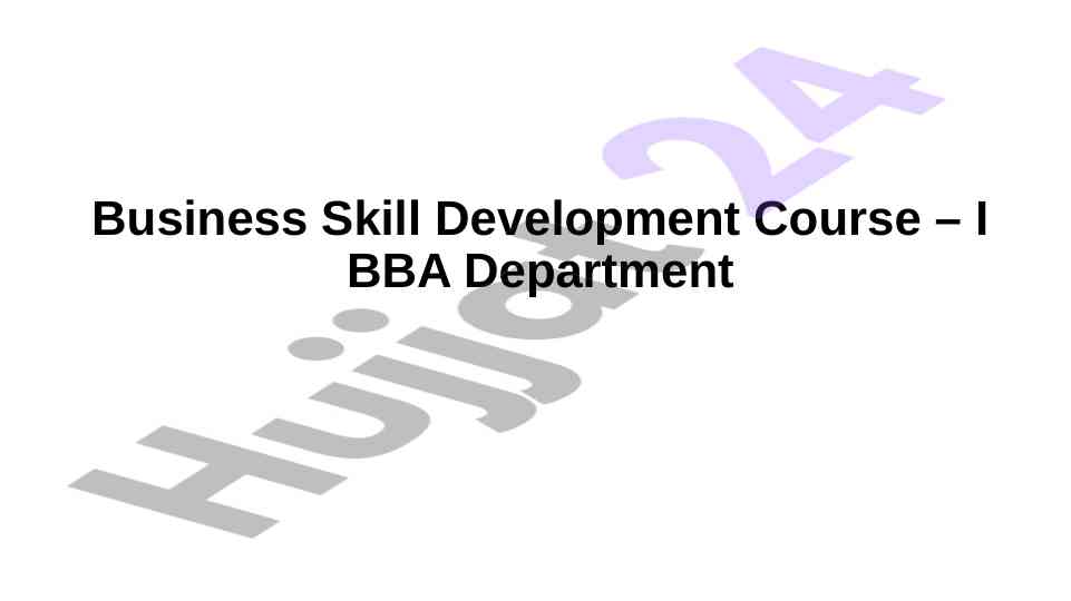 Business skill development course overview