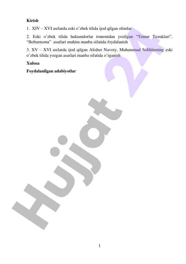 Xvi asr oldi eski o‘zbek tili va adabiyoti