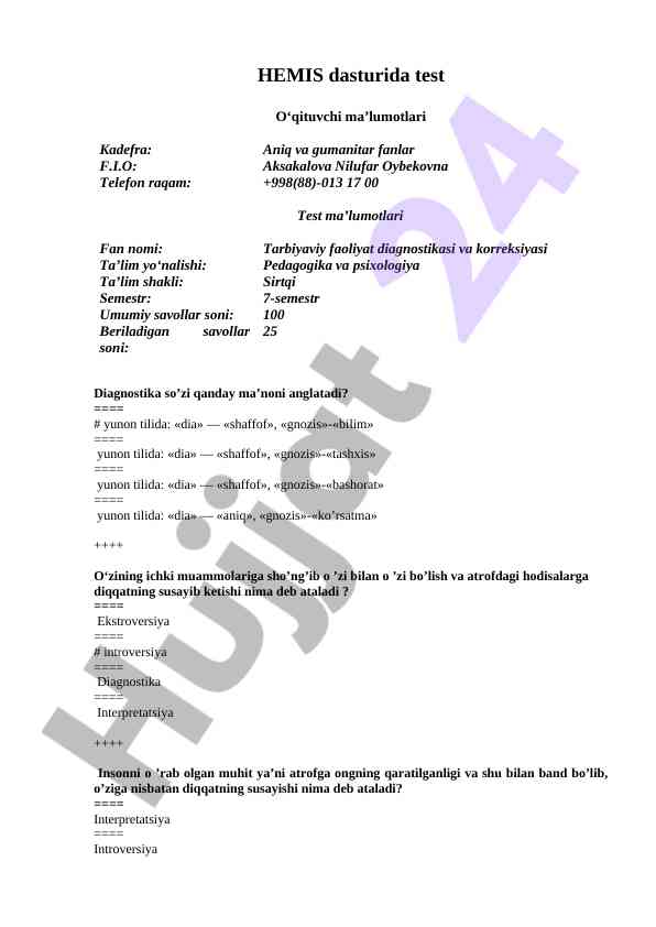 Diagnostika so'zining ma'nolari yunalishlari