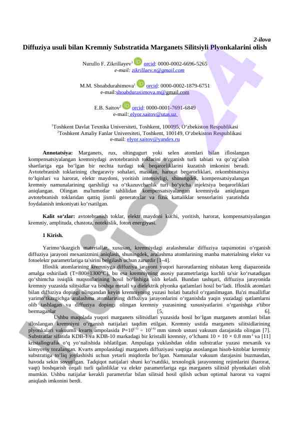 Marganets silitsiyli plyonkalarining olingan usullari