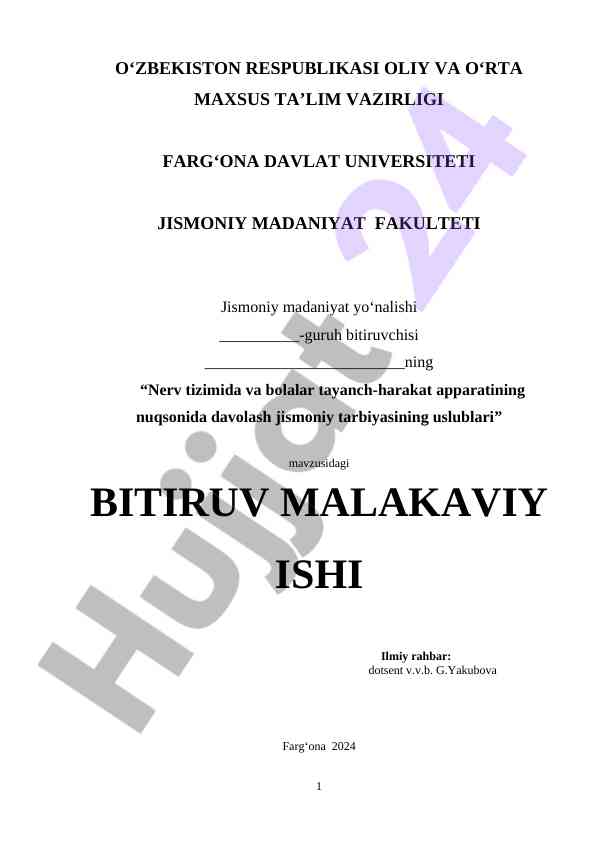 Nerv tizimida bolalar tayanch-harakat apparati davolash