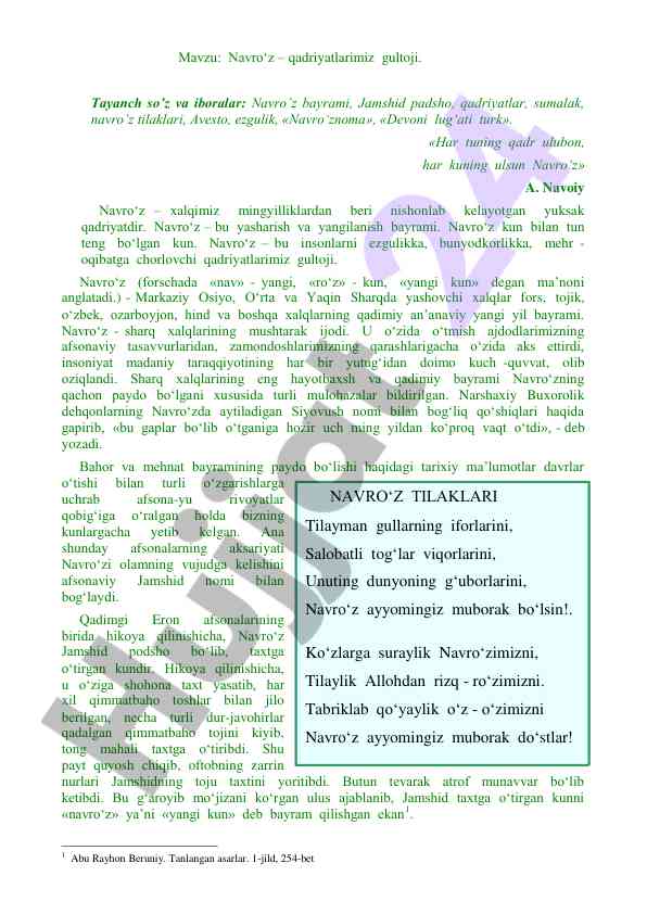 Navro‘z ayyomi – qadriyatlarimiz gultoji
