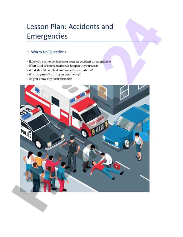 Accidents and emergencies lesson plan overview