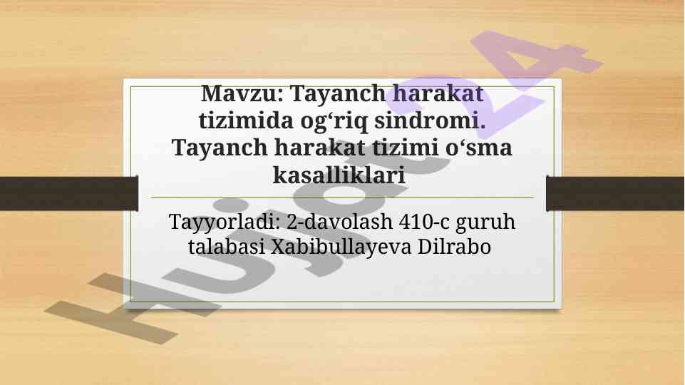 Tayanch harakat tizimida og'riq sindromi
