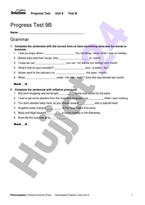 Progress test unit 9 test b grammar exercises