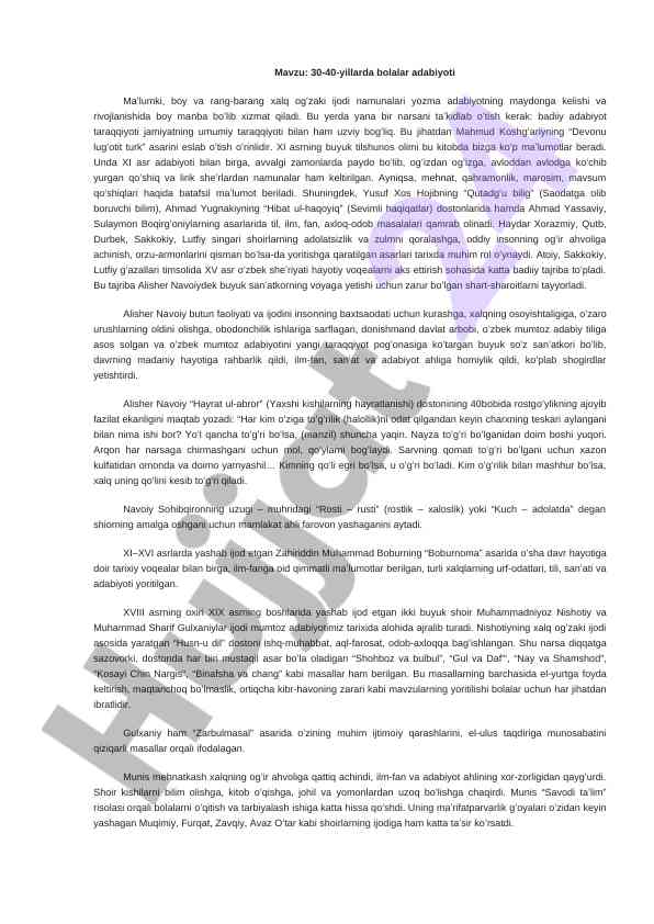 30-40-yillarda bolalar adabiyoti rivojlanishi