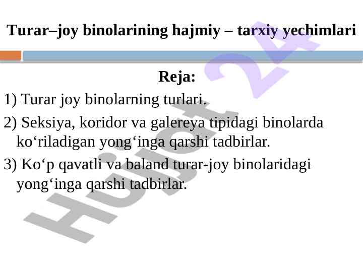 Turar joy binolarining hajmiy tarxiy yechimlari