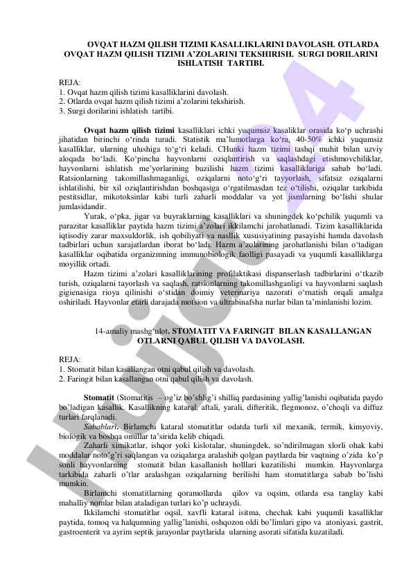 Ovqat hazm qilish tizimi kasalliklarini davolash