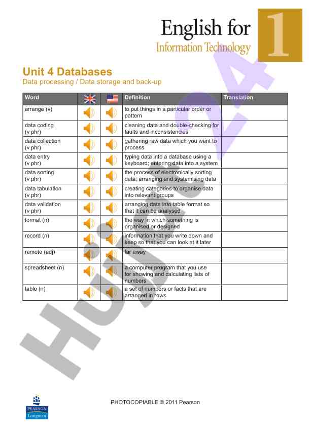 Databases data processing and storage techniques